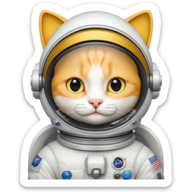 yellow cat white  Astronaut sticker