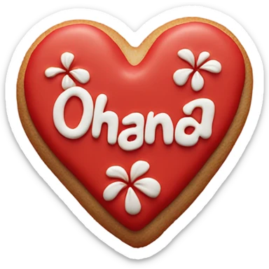 Red cookie heart with ohana sticker