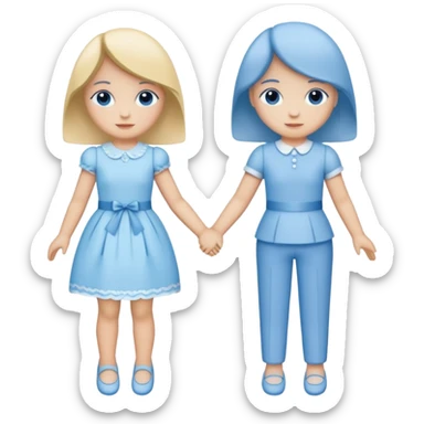 bonequinhos de papel azuis de mãos dadas sticker