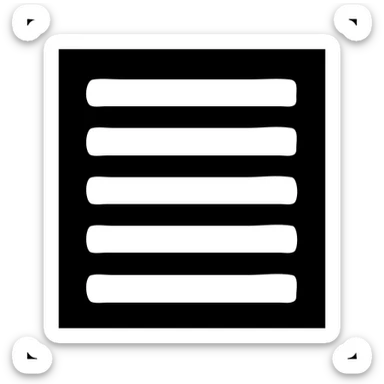 minimal solid white icon of a bold rectangle with seven evenly spaced short horizontal bars, very geometric, Netflix UI style, black background sticker