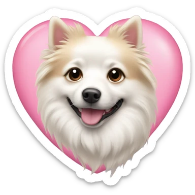 White and blonde spots spitz in a pink heart sticker