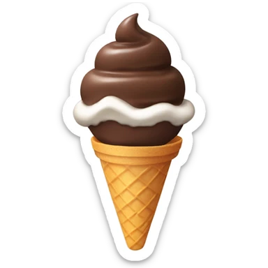 chocolate ice cream swirl with a halo sticker