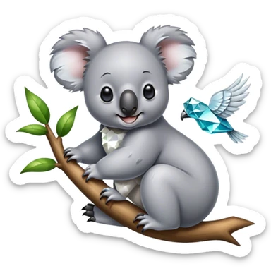 Koala and the diamond bird sticker