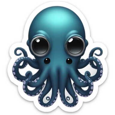 octopus dj with dark long hair, moustache and pierced ears and nose sticker