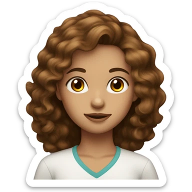 A girl with brown wavy hair almond eyes long eyelashes and brown eyes   sticker
