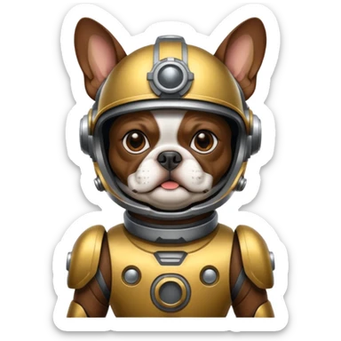 Brown Boston terrier in mecha suit sticker