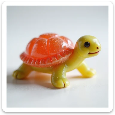 realistic candy shaped like a cute turtle, photorealistic style sticker