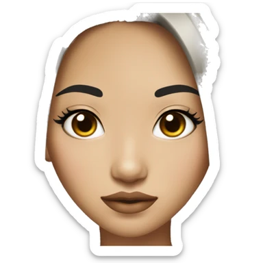 Girl with black medium hair, Asian but pretty, full lips, tanned skin sticker