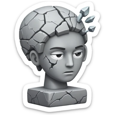 stone statue shooting itself in the head sticker
