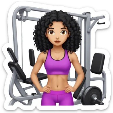 Mixraced girl with curly long black hair at the gym sticker