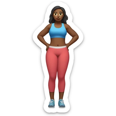 Slim-thicc woman gym wear hands on hips pose (small waist body) sticker