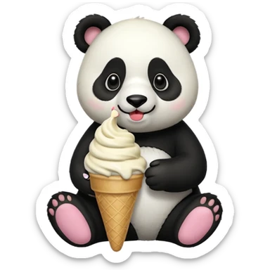 Panda eating ice cream sticker