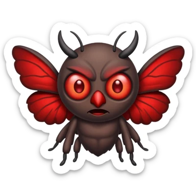 Create a scary emoji of the mothman with bright red eyes sticker