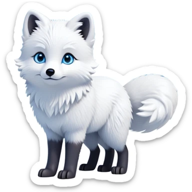 cinematic-arctic-fox-realistic-full-body-standing-emoji,-fluffy-tail-curled-slightly-around-its-paws,-thick-pure-white-fur-blending-into-the-snowy-landscape,-head-tilted-dramatically,-bright-blue-eyes-glistening-with-intelligence,-simplified-yet-realistic-focused-features,-highly-detailed,-glowing-with-an-almost-sarcastic-glow expressive eyes sticker
