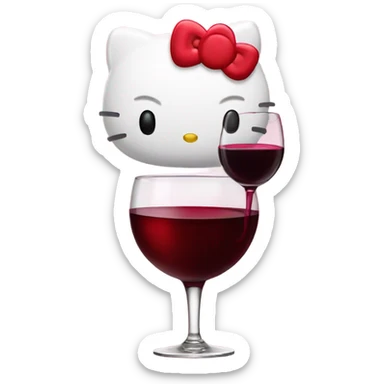 Hello Kitty drinking red wine sticker