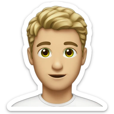 a man with very short hair, unshaven and green eyes sticker