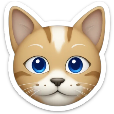 Blue simplistic sketch of a cute cat face sticker