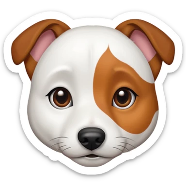 Jack Russell terrier. All white fur. Brown spot on left eye. Brown left ear. White right ear. White right eye. sticker
