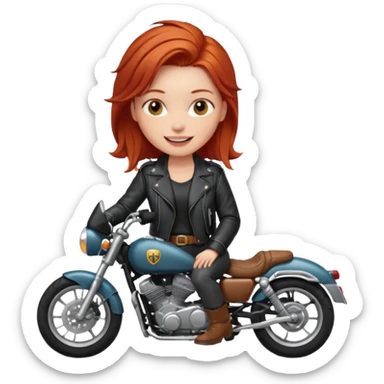 an injured red head cheekily smiling on a morotcycle sticker