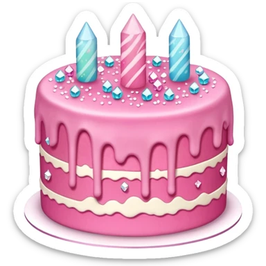 Three layer pink cake adorned with overflowing raw crystals  sticker