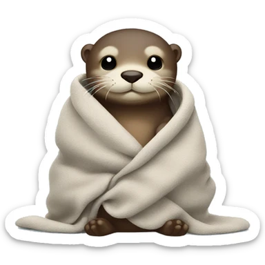 otter cozy in blanket sticker