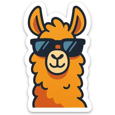 llama with sunglasses, cartoon style sticker