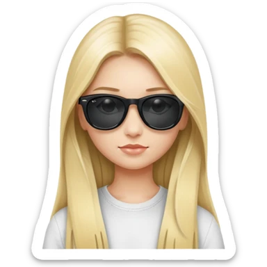 girl with long blonde straight hair wearing black ray ban sunglasses  sticker