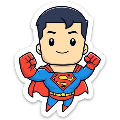Superman black hair raised fist white teeth  sticker