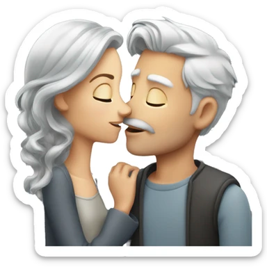 Redhead Girl Kissing silver haired man  sticker