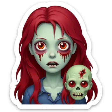 menina zumbi de cabelo vermelho escuro e longo sticker