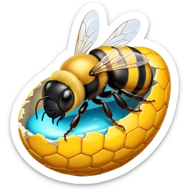 Easter egg with a bee hatching out of it sticker