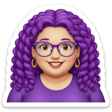  glassess and purple curly long haired fat girl earrings beautiful sticker