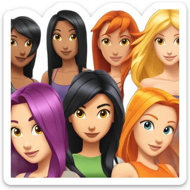 totally spies three-girls blond-hair black-hair orange-hair sticker