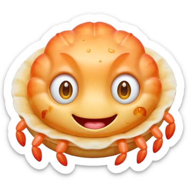 surreal prawn cracker emoji with unexpected features like melting edges, floating eyes, dreamlike colors sticker