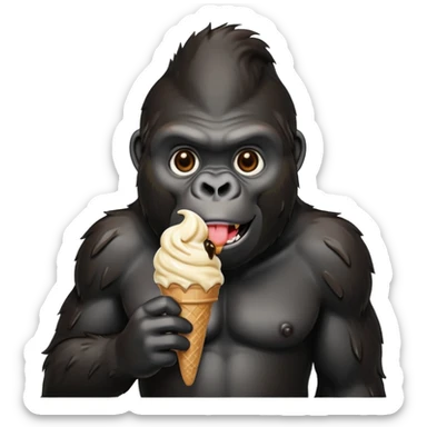 Gorilla eating ice cream sticker