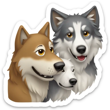 wolf and dog sticker