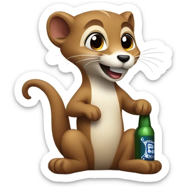 Weasel drinking beers sticker