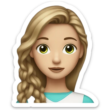 girl, brown hair with blonde highlights, one blue eye and one green eye sticker