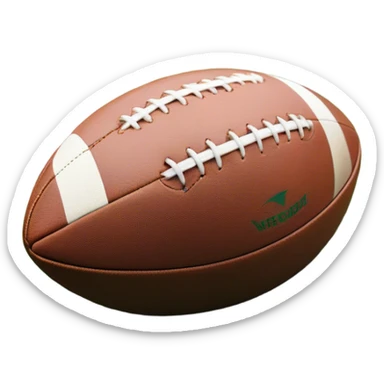 Cinematic Realistic image of a rugby ball resting on verdant turf, rendered with intricate stitching details and subtle weathering, bathed in warm, natural lighting that emphasizes its enduring character sticker