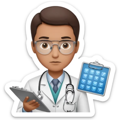 Change the eye gaze so that it is directed toward the medical chart. sticker