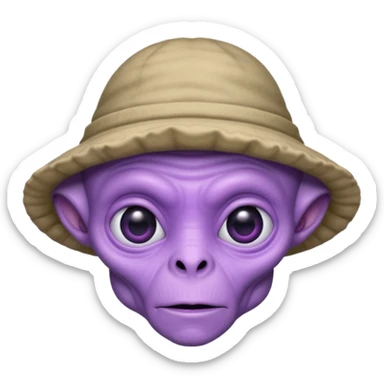 Purple alien with weird alien hat. Strong old face. sticker
