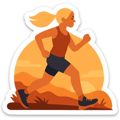 flat design style trailrunner girl blondie on sunset sticker