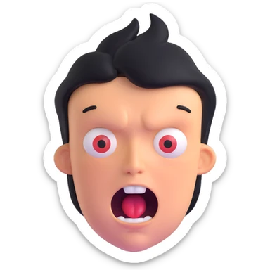 shocked face with exaggerated expression, 'what the freak' reaction sticker