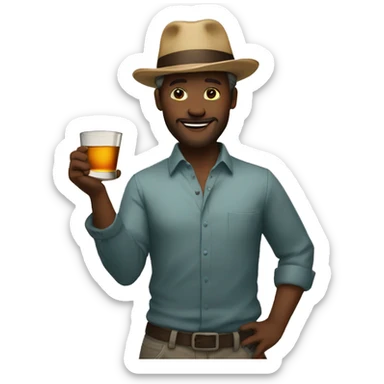 a man/women dancing, holding a whiskey glass perfectly balanced on his/her head sticker