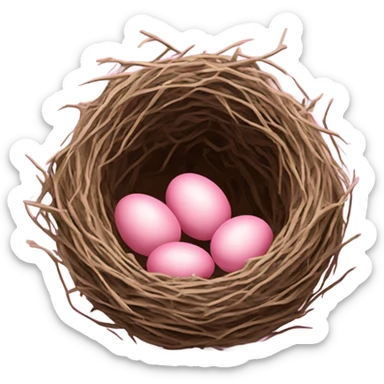 Pink birds nest with eggs sticker