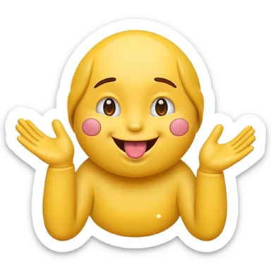 Emoji with tongue out and hands at side like an in it motion sticker