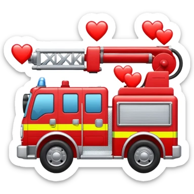 Fire engine with hearts sticker