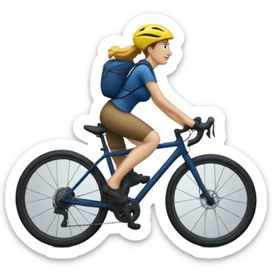 bikepacking white woman on a dark blue bike sticker