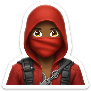 Red hood with red bandana sticker