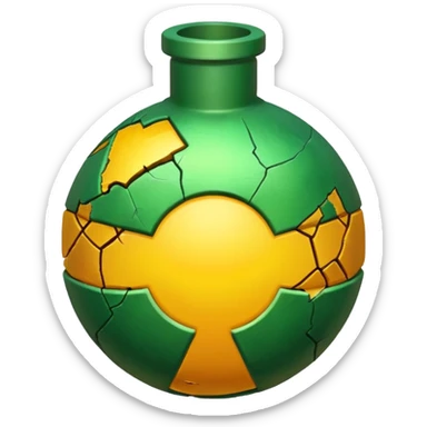 create a radioactive bomb emoji, which has a gradient of green to yellow, make the bomb have breaking patterns but isnt breaking, and make the bomb more digital instead of realistic sticker